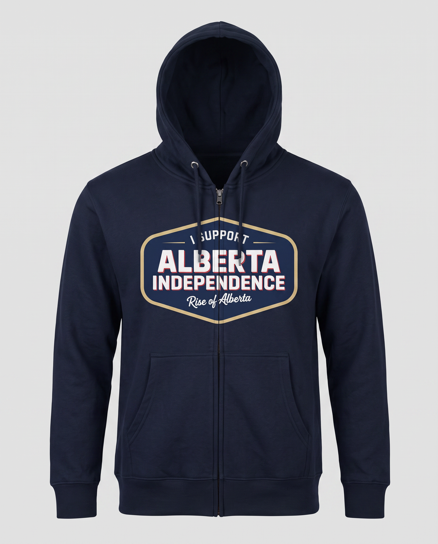 Navy Alberta Independence zip hoodie studio front