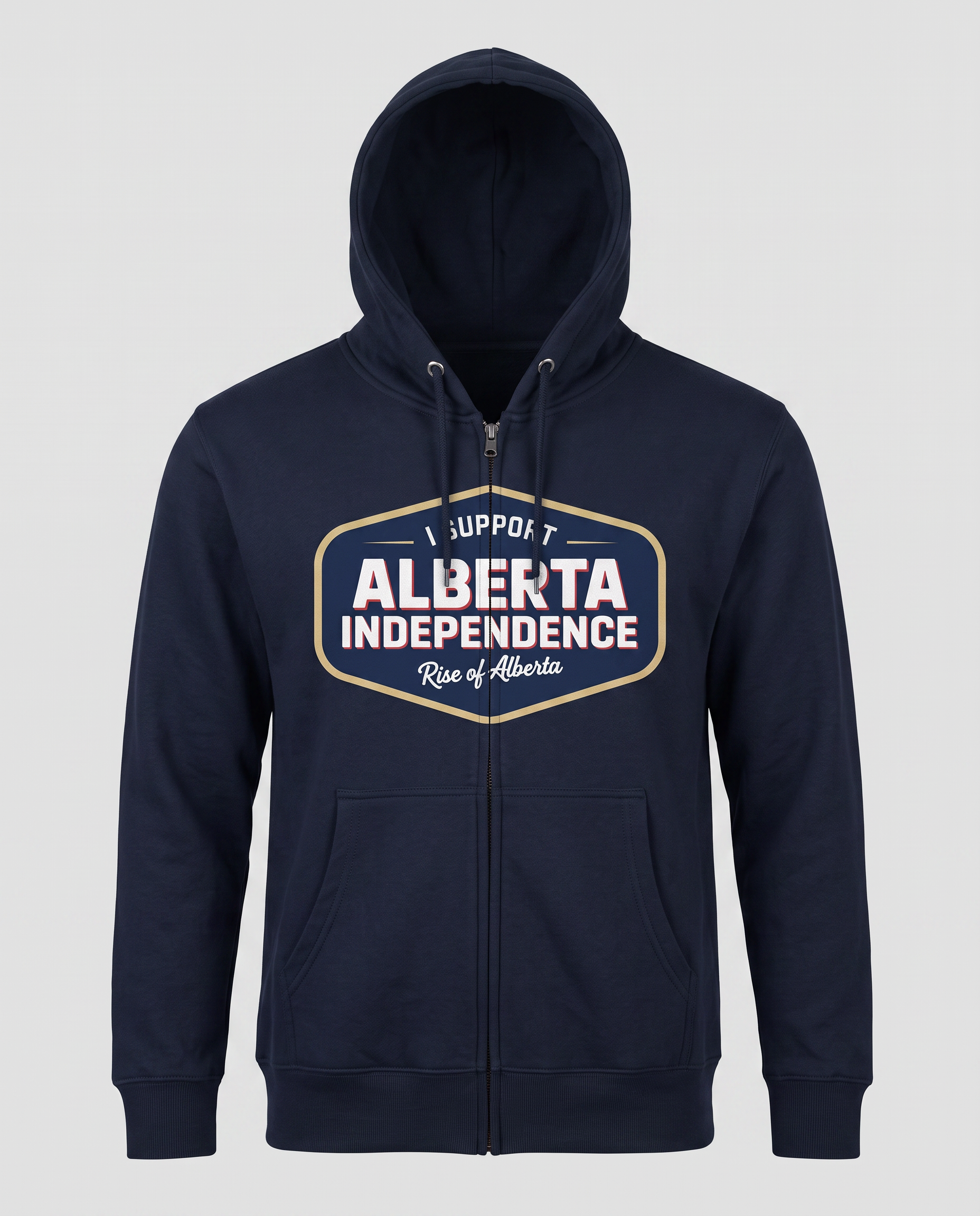 Navy Alberta Independence zip hoodie studio front