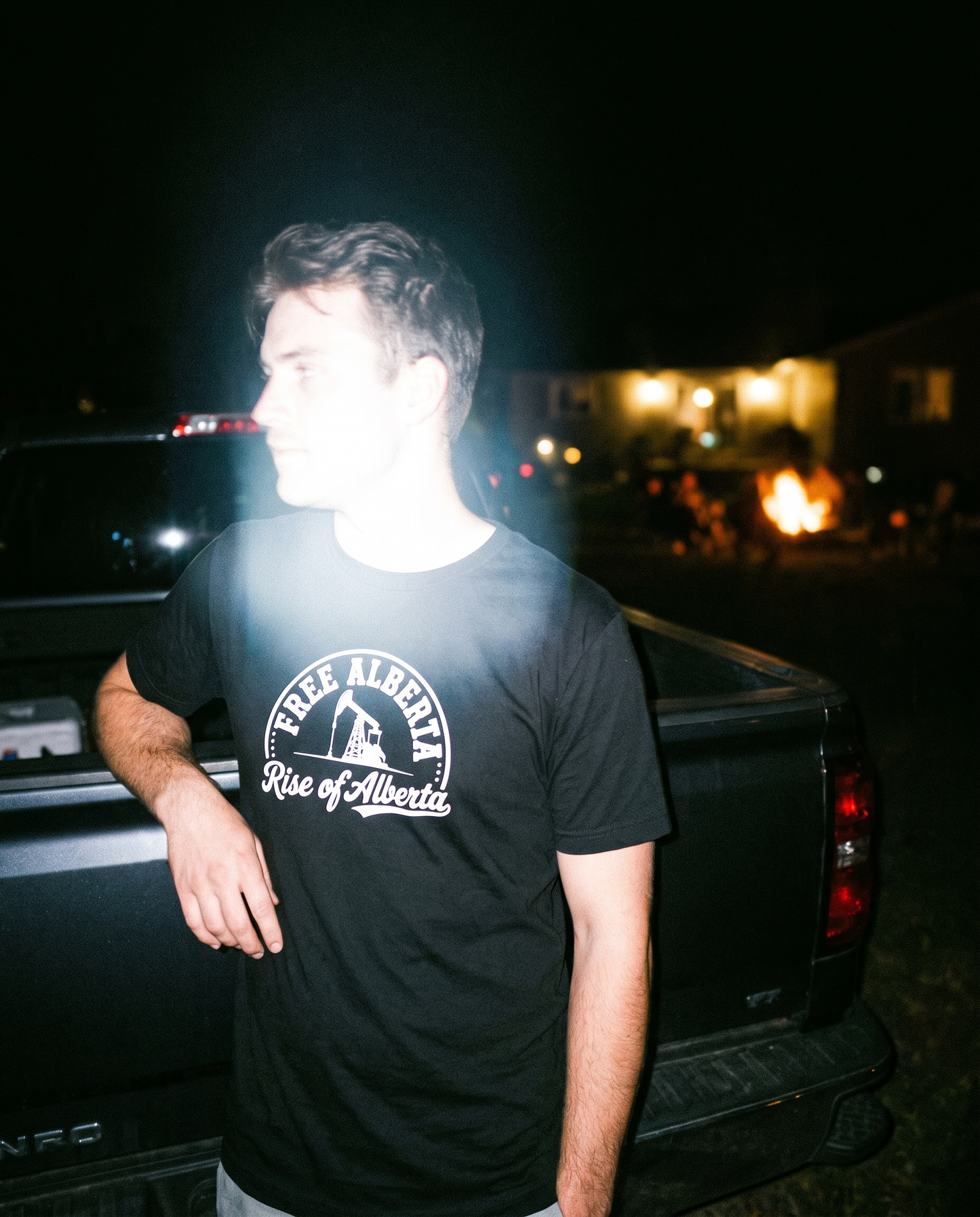 Free Alberta pumpjack tee black night lifestyle