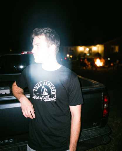 Free Alberta pumpjack tee black night lifestyle