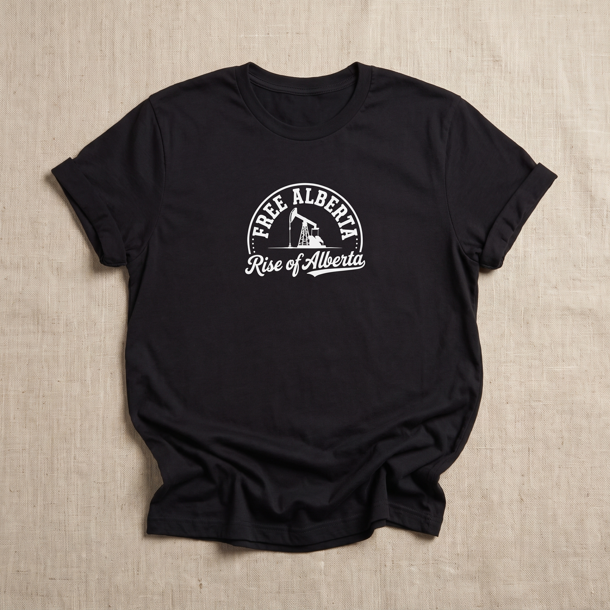 Free Alberta pumpjack tee black flat lay