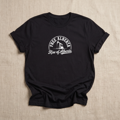 Free Alberta pumpjack tee black flat lay