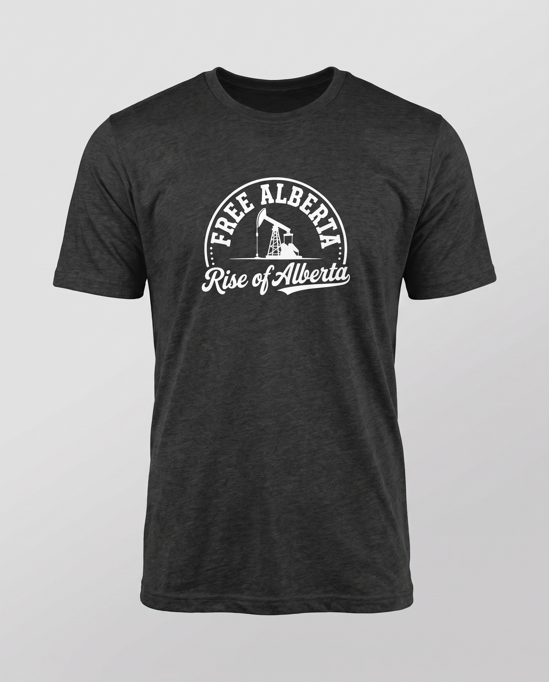 Free Alberta pumpjack tee dark grey heather studio front