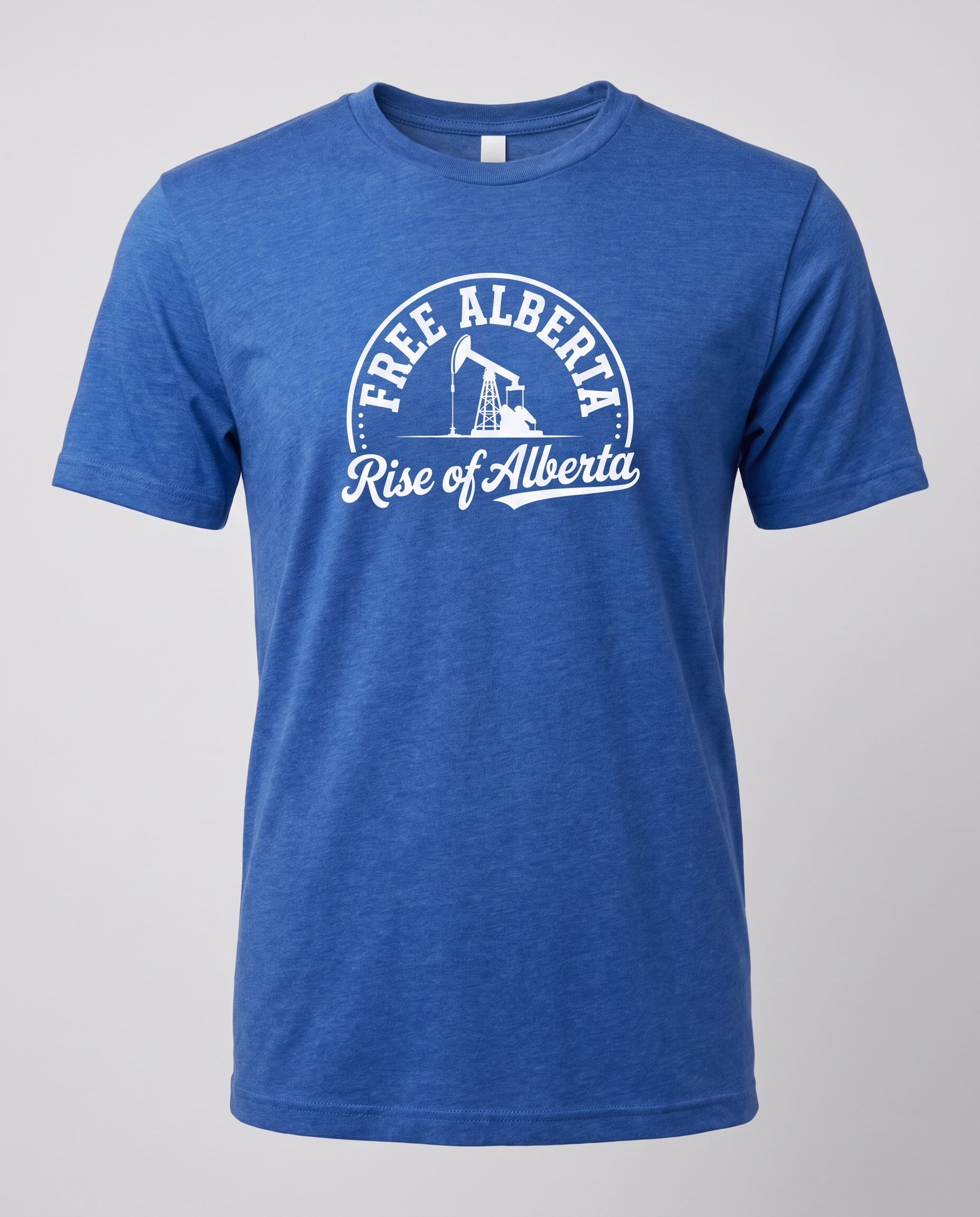 Free Alberta pumpjack tee heather true royal studio front