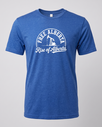 Free Alberta pumpjack tee heather true royal studio front