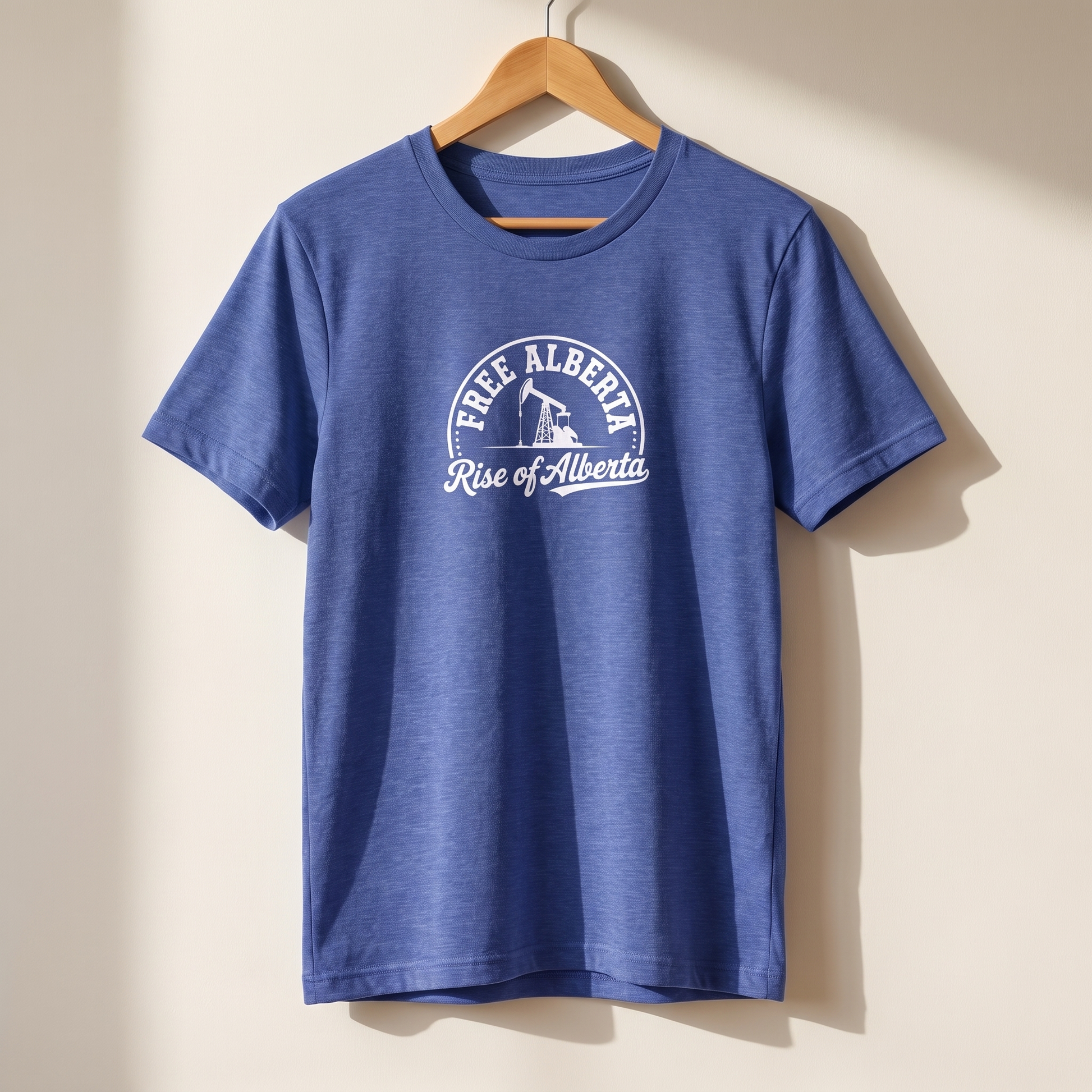 Free Alberta pumpjack tee heather true royal on hanger