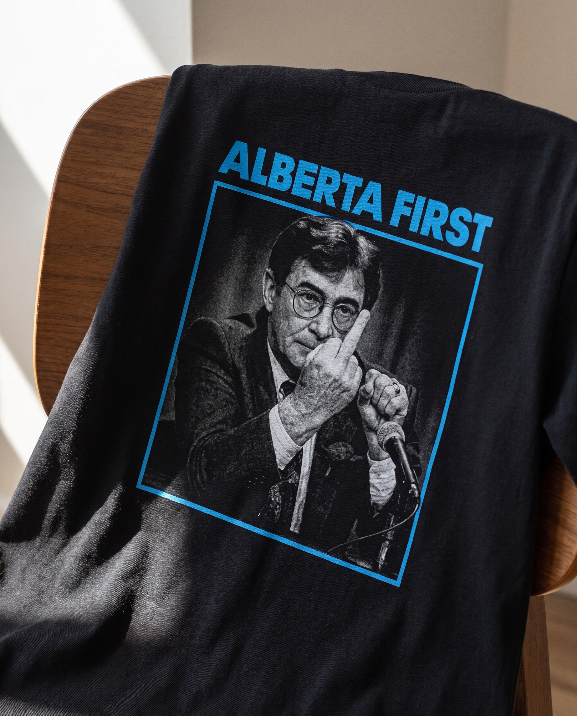 Alberta First The Gesture t-shirt DTG print detail close-up