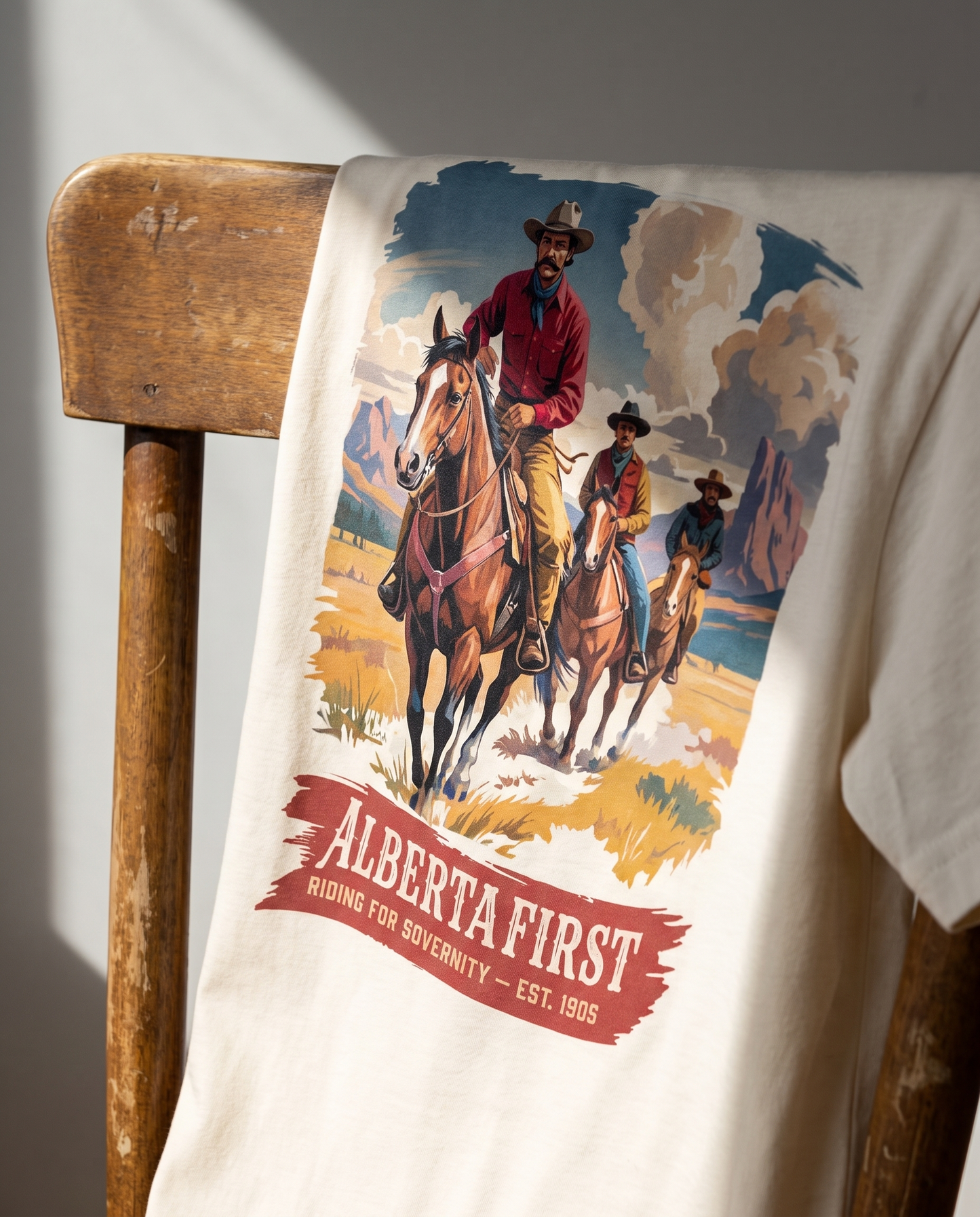 Sovereign Rider tee back print DTG detail close-up