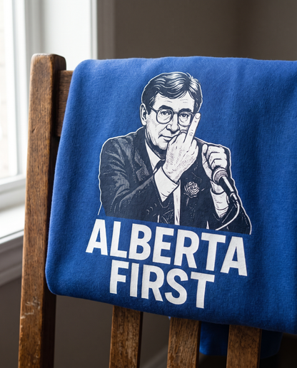 Alberta First The Gesture hoodie DTG print detail close-up