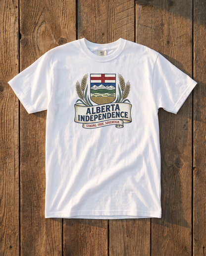 Alberta Independence Retro Crest Tee in White
