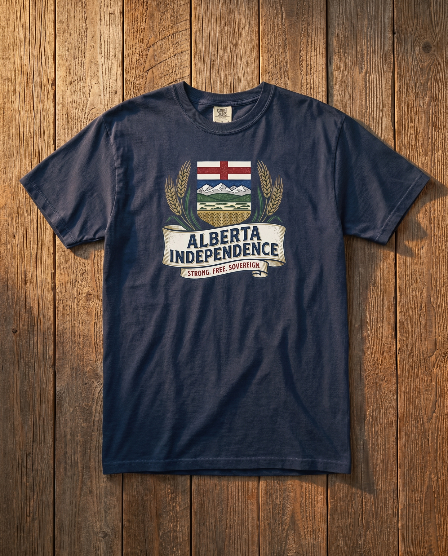 Alberta Independence Retro Crest Tee in True Navy