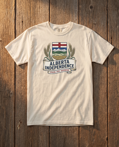 Alberta Independence Retro Crest Tee in Ivory