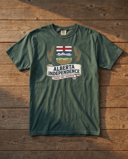 Alberta Independence Retro Crest Tee in Blue Spruce