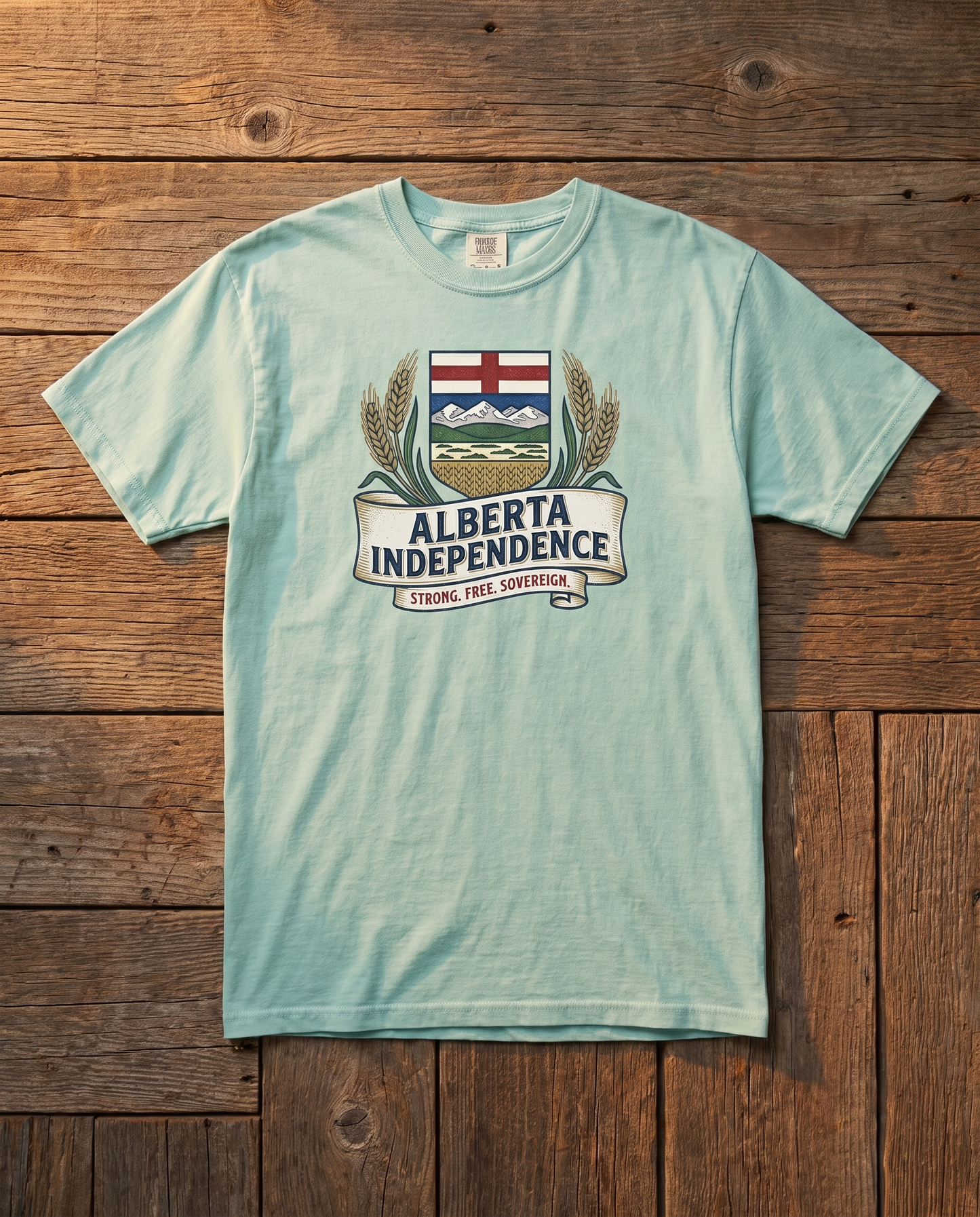 Alberta Independence Retro Crest Tee in Seafoam