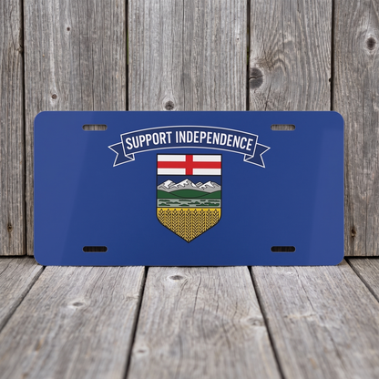 Support Independence Alberta Shield vanity plate against weathered barn board