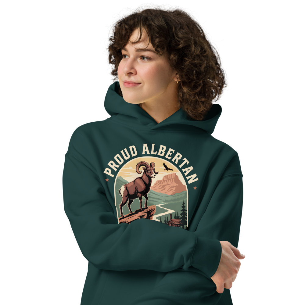 Proud Albertan Premium Quality Midnight Green Oversized Hoodie (Unisex)
