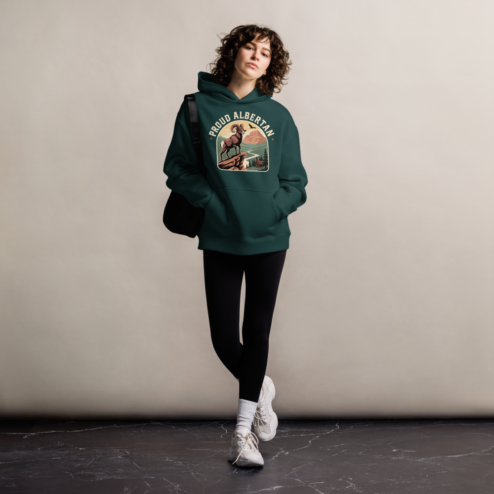 Proud Albertan Premium Quality Midnight Green Oversized Hoodie (Unisex)